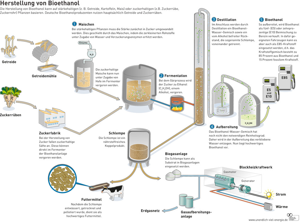 Herstellungsprozess Bioethanol